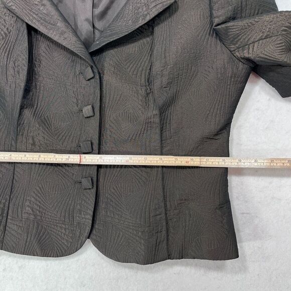 Albert Nipon Blazer Women 14 Brown Short Formal Career Embossed Evening Work Y2K - Picture 8 of 13